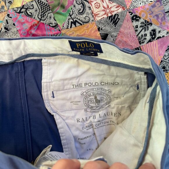 Polo Ralph Lauren Pants Men's 34x32 Blue Chino Classic Fit Flat Front Preppy - Picture 5 of 8